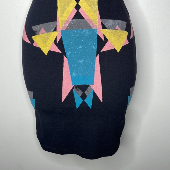 Vintage Y2K Charlotte Russe XS Black Multicolor Geometric Sleeveless Mini Dress - Picture 9 of 9